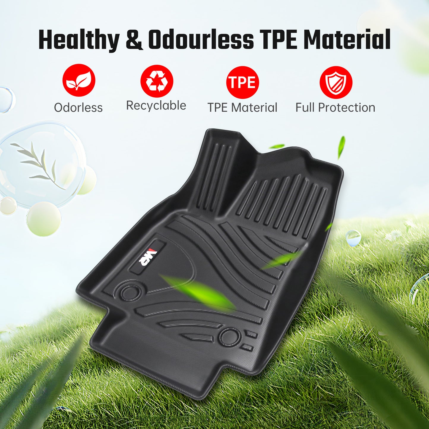 All-Weather TPE Floor Mats For Tesla Model Y 2021-2022 Model 3 2023-2025 - Waterproof, Anti-Slip, Full Coverage Car Floor Liners 6 PCS Set - Enfance-Heureuse