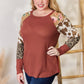 Hailey & Co Full Size Leopard Waffle-Knit Blouse - Enfance-Heureuse