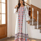 Middle Eastern Muslim Women's Rhinestone Bead Decorative Print And Rolled Up Sleeve Dress - Enfance-Heureuse