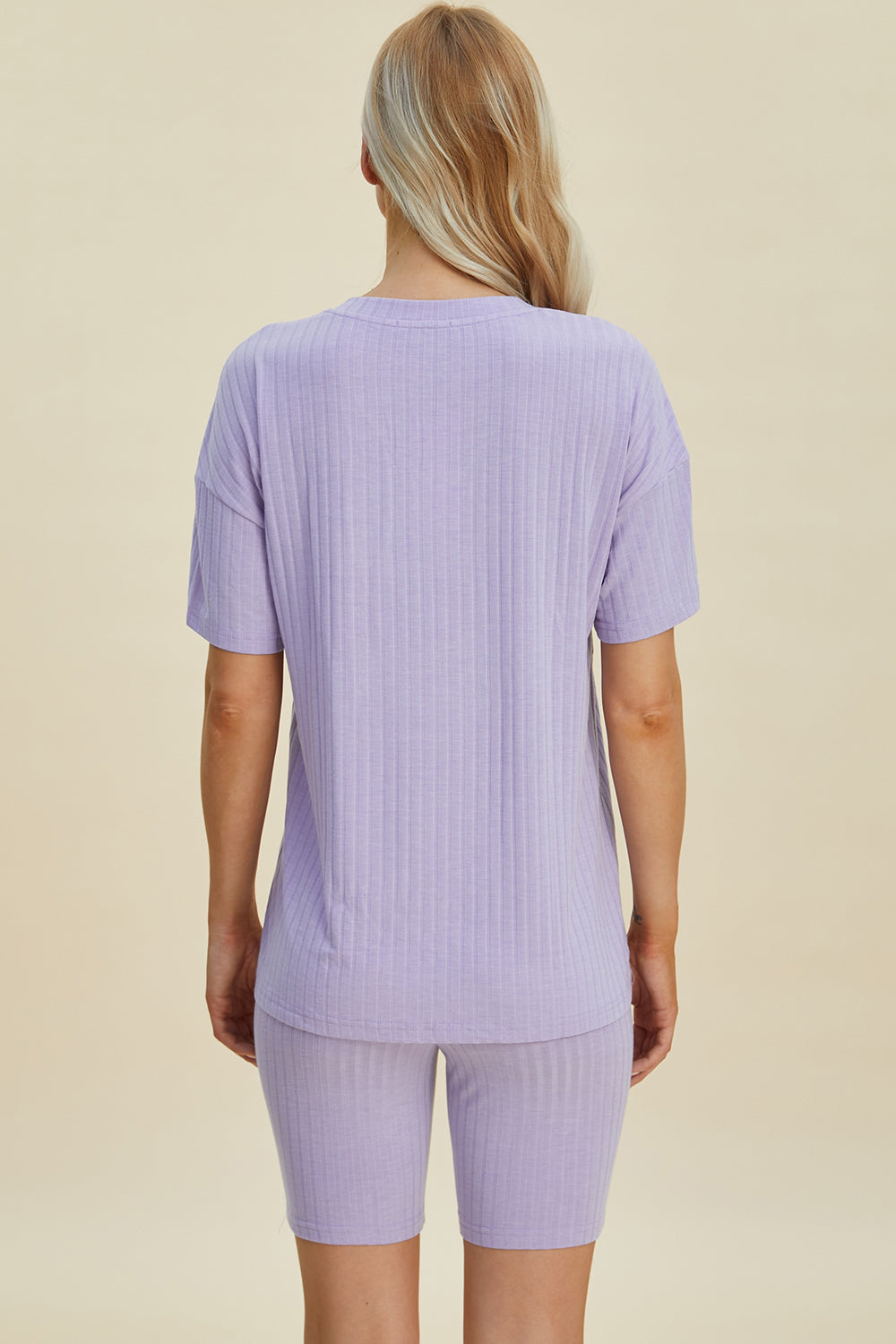 Basic Bae Full Size Ribbed V-Neck Short Sleeve Top and Shorts Set - Enfance-Heureuse