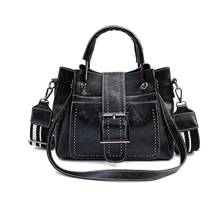 Double Leather Bucket Bag Handbag - Enfance-Heureuse