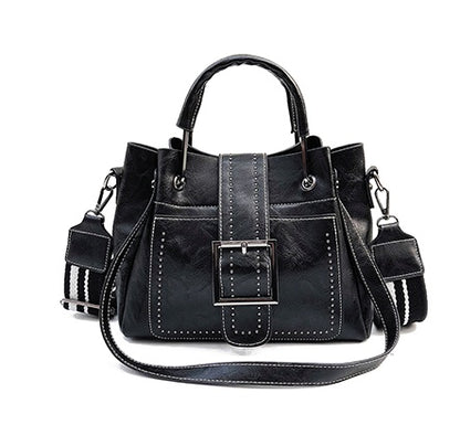 Double Leather Bucket Bag Handbag - Enfance-Heureuse