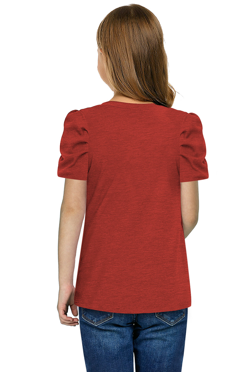 Round Neck Puff Sleeve T-Shirt - Enfance-Heureuse