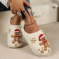 Christmas Snowflake Gingerbread Slippers Winter Indoor Non-slip Floor Bedroom Fuzzy House Shoes For Women Home Slippers - Enfance-Heureuse