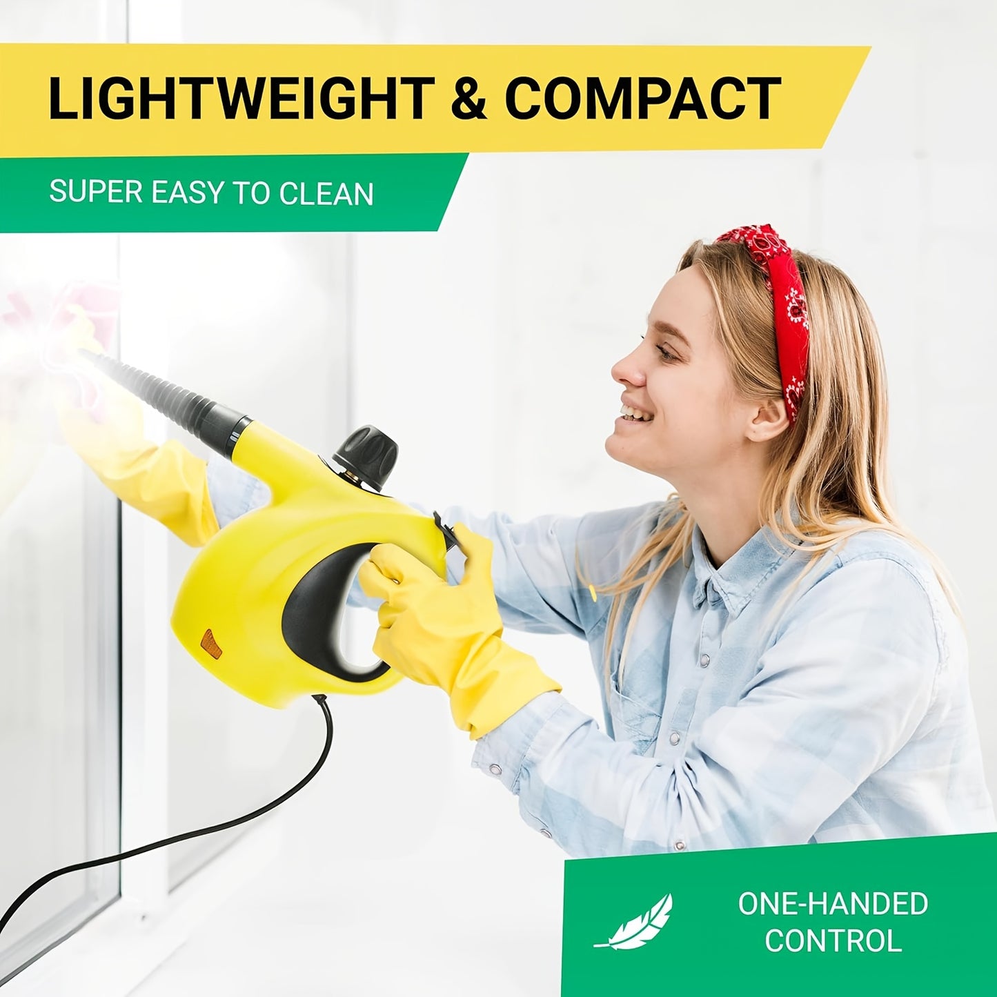 Handheld Multi-Surface Pressurized Steam Cleaner With 12 Accessories, Multi-Purpose Steam Generator For Household Water Tank, Natural Steam Cleaning, Yellow - Enfance-Heureuse