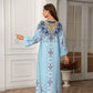 Printed Lace Detail Abaya Long Sleeved Extra Long Dress - Enfance-Heureuse