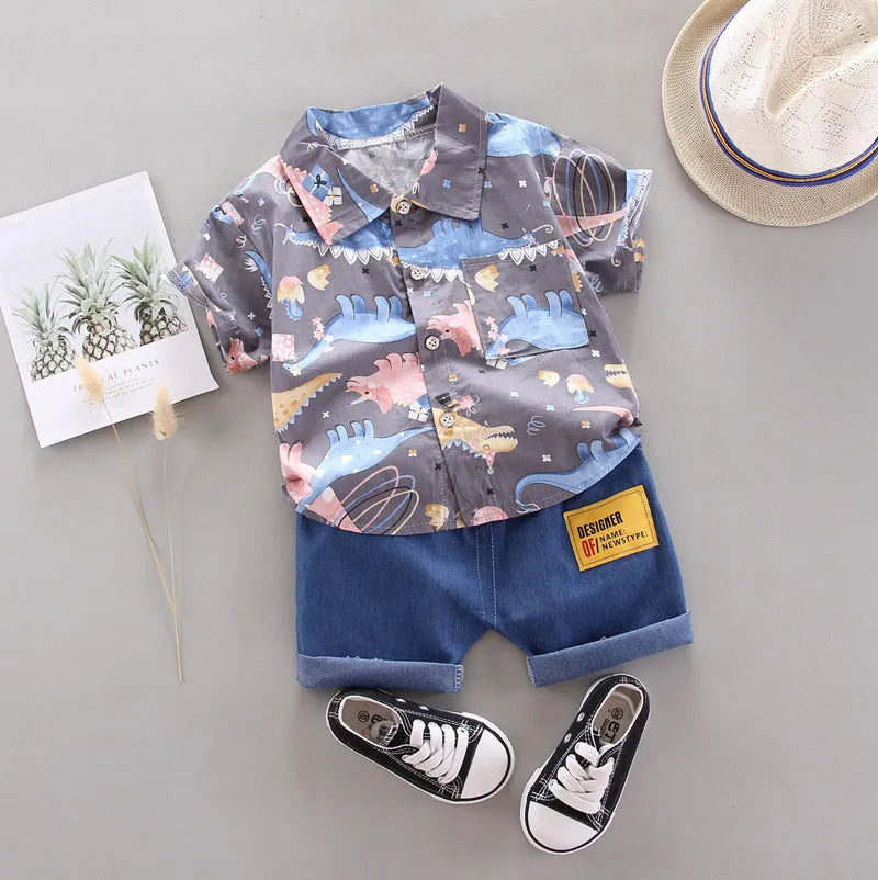 Nouveau costume à manches courtes pour enfants de style occidental pour garçons - Enfance-Heureuse