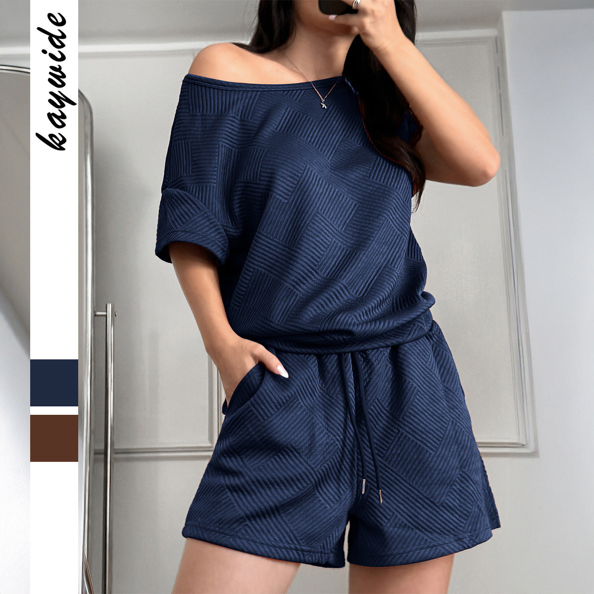 Y2g Sports Style Solid Color Short Sleeve Lace-up Shorts Suit Women's Clothing - Enfance-Heureuse