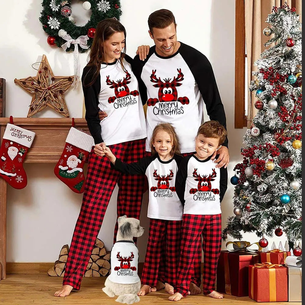 Family Christmas Pajamas Matching Sets Christmas Sleepwear Parent-Child Pjs Outfit For Christmas Holiday Xmas Party - Enfance-Heureuse
