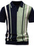 Men's Color Block Striped Knit Polo Shirt - Enfance-Heureuse