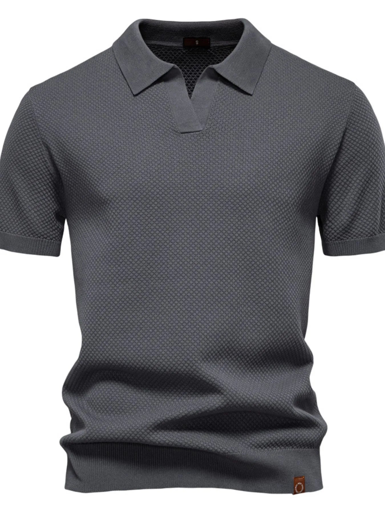 Men's Classic Textured Short Sleeve Polo Shirt - Enfance-Heureuse