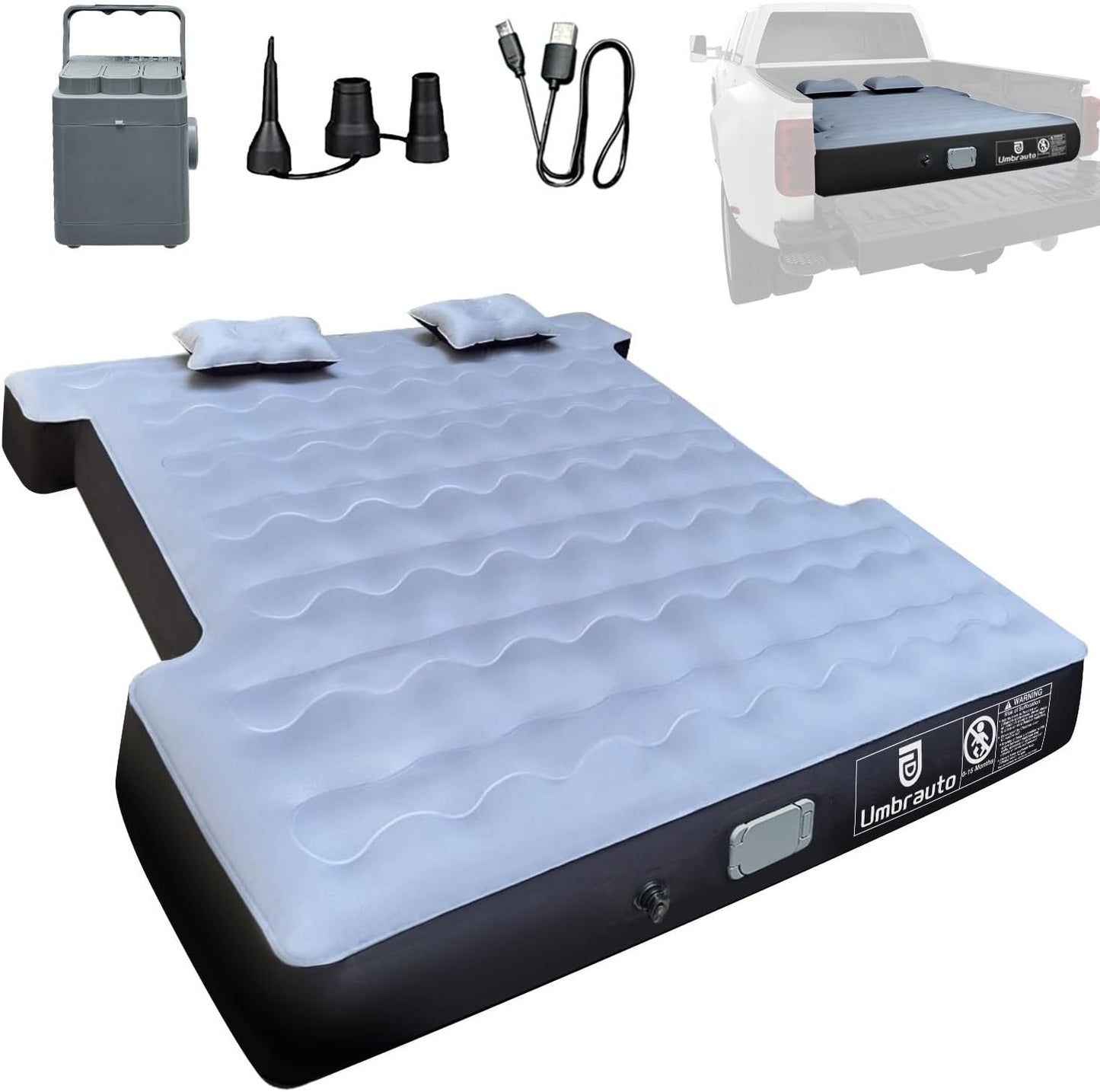 Truck Bed Air Mattress For 6.0-6.5ft Full-size Short Beds, Easily Inflates And Deflates With Built-In Rechargeable Air Pump Camping Bed Outdoor Mattress - Enfance-Heureuse