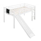 Twin Size Loft Bed Wood Bed With Slide, Stair And Chalkboard,White - Enfance-Heureuse