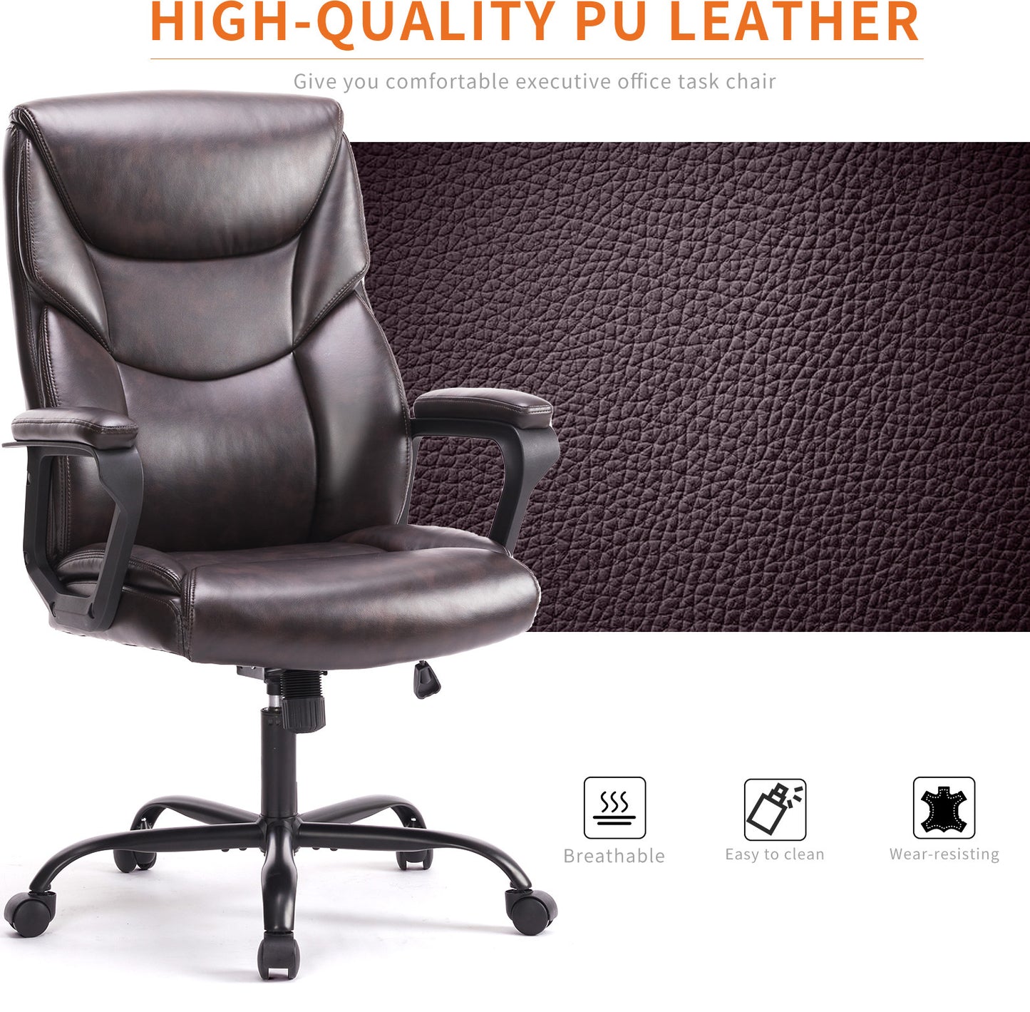 PU Leather Office Chair - Enfance-Heureuse