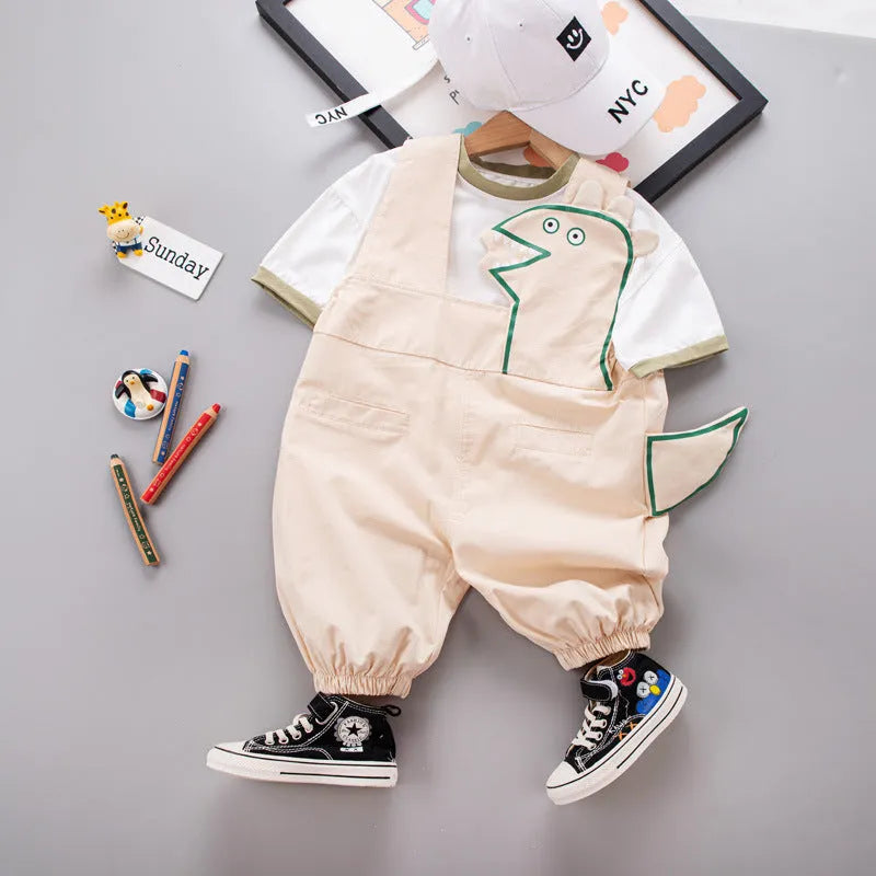 T-shirt Suspender Shorts Two-piece Set - Enfance-Heureuse