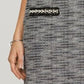 She + Sky Full Size Short Sleeve Pearl Studded Trim Knit Tweed Dress Plus Size