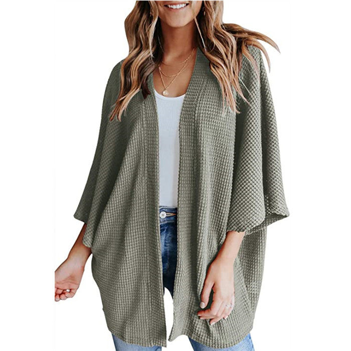 Bat Sleeve Waffle Gerson Women's Cardigan - Enfance-Heureuse