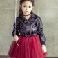 Korean Children And Girls On Behalf Of A Leather Dress Embroidered With Sequins Leather Children Princess Dress - Enfance-Heureuse