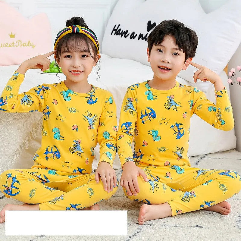 Fashion Children's Cartoon Print Thermal Underwear Set - Enfance-Heureuse
