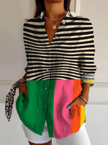 New Women's Long Sleeved Shirt For Summer Fashion, 3D Printed Shirt With Floral Pattern - Enfance-Heureuse