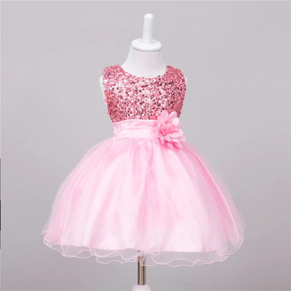 Bébé Sequin Robe Fleur Fille De Mariage Princesse Robe - Enfance-Heureuse