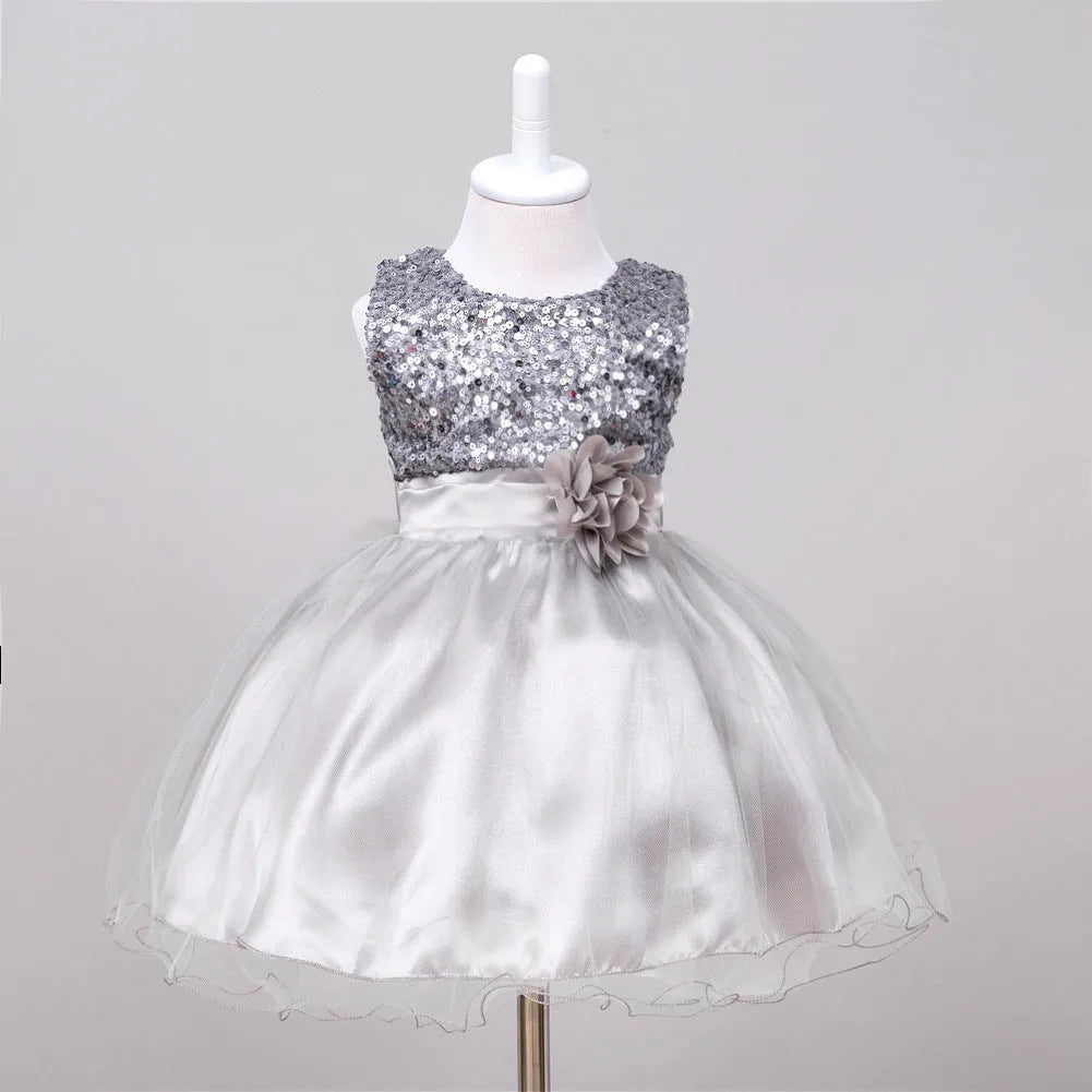 Bébé Sequin Robe Fleur Fille De Mariage Princesse Robe - Enfance-Heureuse