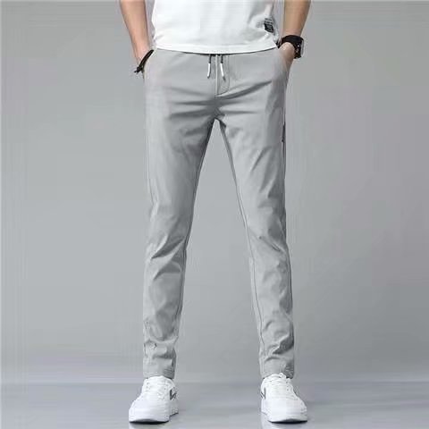 Drawstring Trousers Thin Casual Pants Korean Version Loose Straight Sweatpants Mens Clothing - Enfance-Heureuse