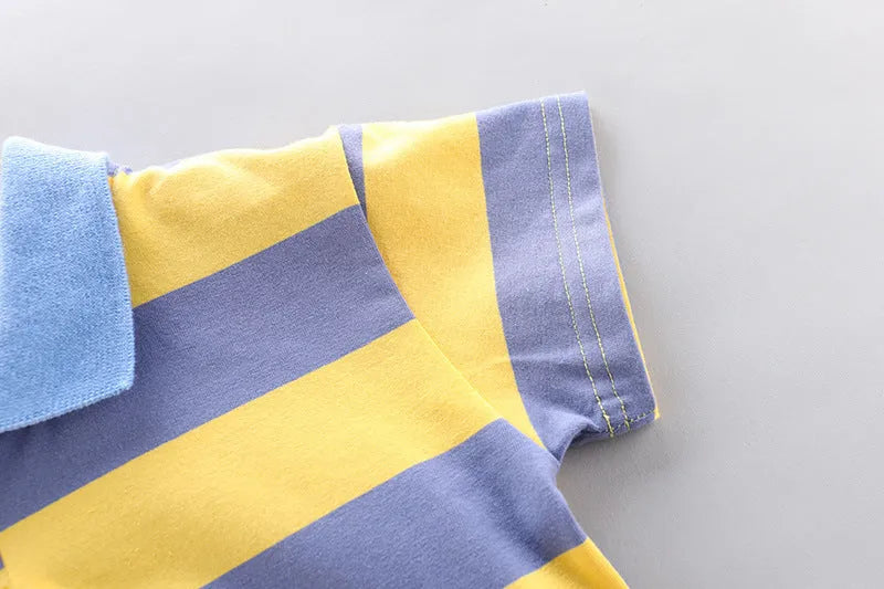 Boys' Summer Short Sleeve Korean Style Lapel Polo Shirt - Enfance-Heureuse