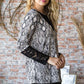 Heimish Full Size Snakeskin Print Round Neck Lace Contrast Top - Enfance-Heureuse