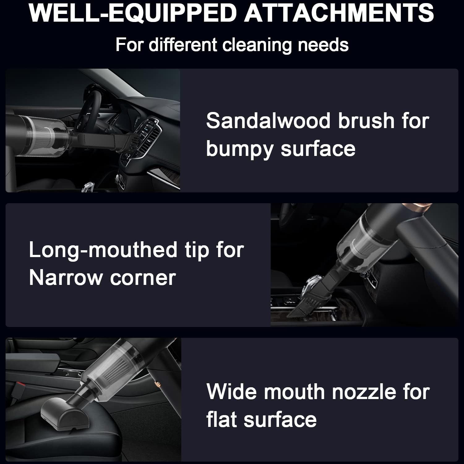 Vacuum Cleaner And Air Duster For Cars, Homes, Offices And Pets, High-power, Multi-nozzle Handheld Car Vacuum Cleaner. - Enfance-Heureuse