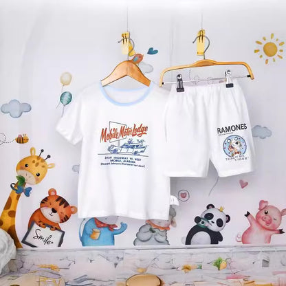 Boys And Girls Cotton Mesh Fabric Cartoon Pattern Breathable All-match Short Sleeve T-shirt - Enfance-Heureuse