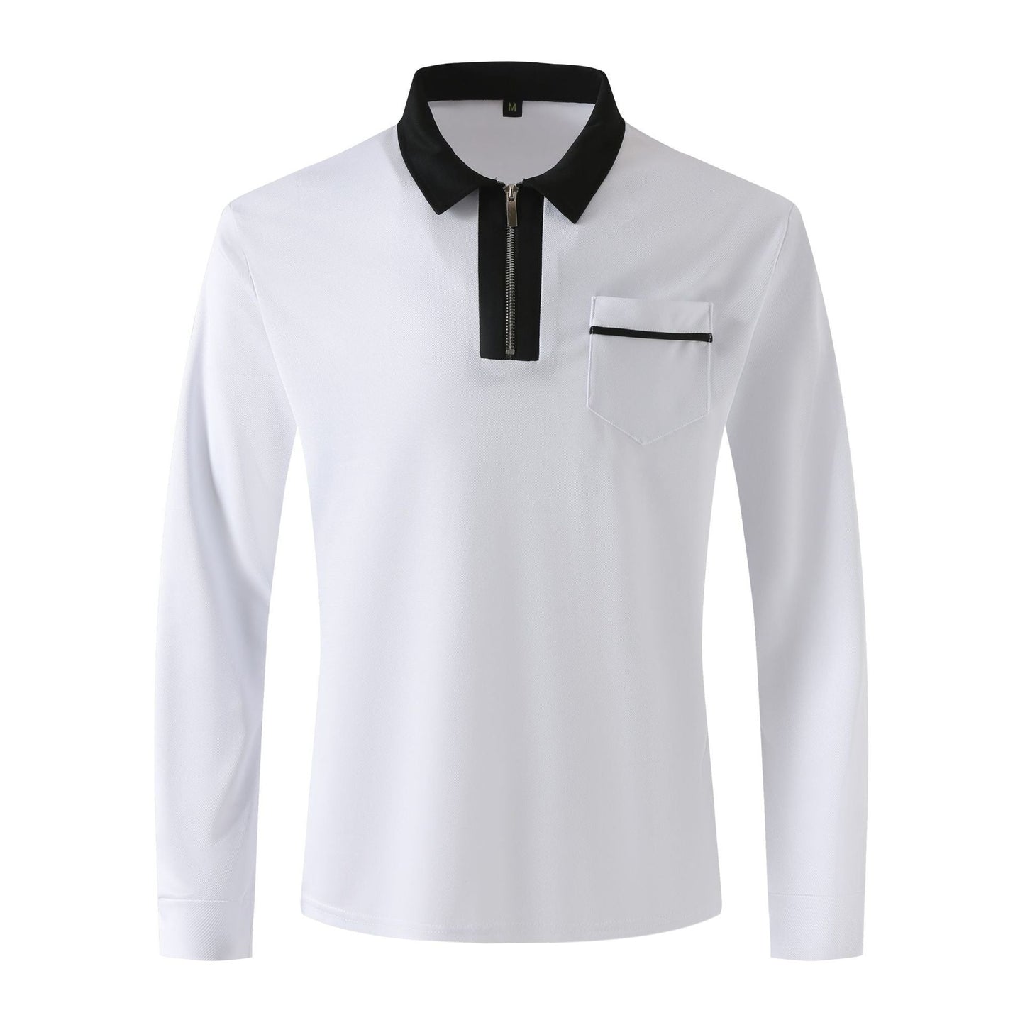 Polos à manches longues et fermeture éclair pour homme, décontractés, col à revers, en coton, avec poches, pour le sport, le golf et le tennis, collection automne 2024