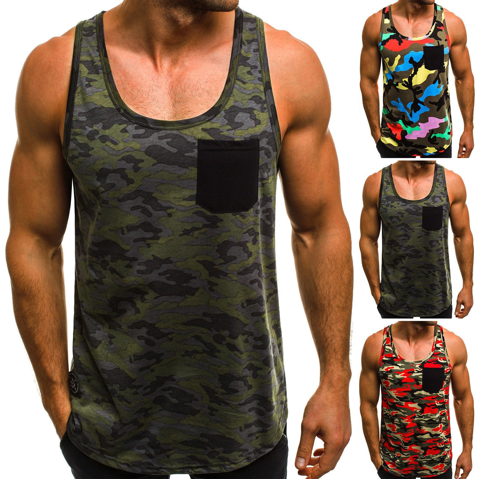 Casual Vest Men's Slim Breathable Camouflage Print Personalized Sleeveless - Enfance-Heureuse