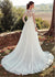High U-neck Lace Long Sleeve A- Line Long Tail Simple Wedding Dress - Enfance-Heureuse