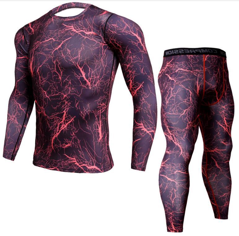 Mens Camouflage Pants & T Shirt Sets Fashion Crossfit T-shirt Compression Brand Clothing Joggers Men Casual Leggings - Enfance-Heureuse