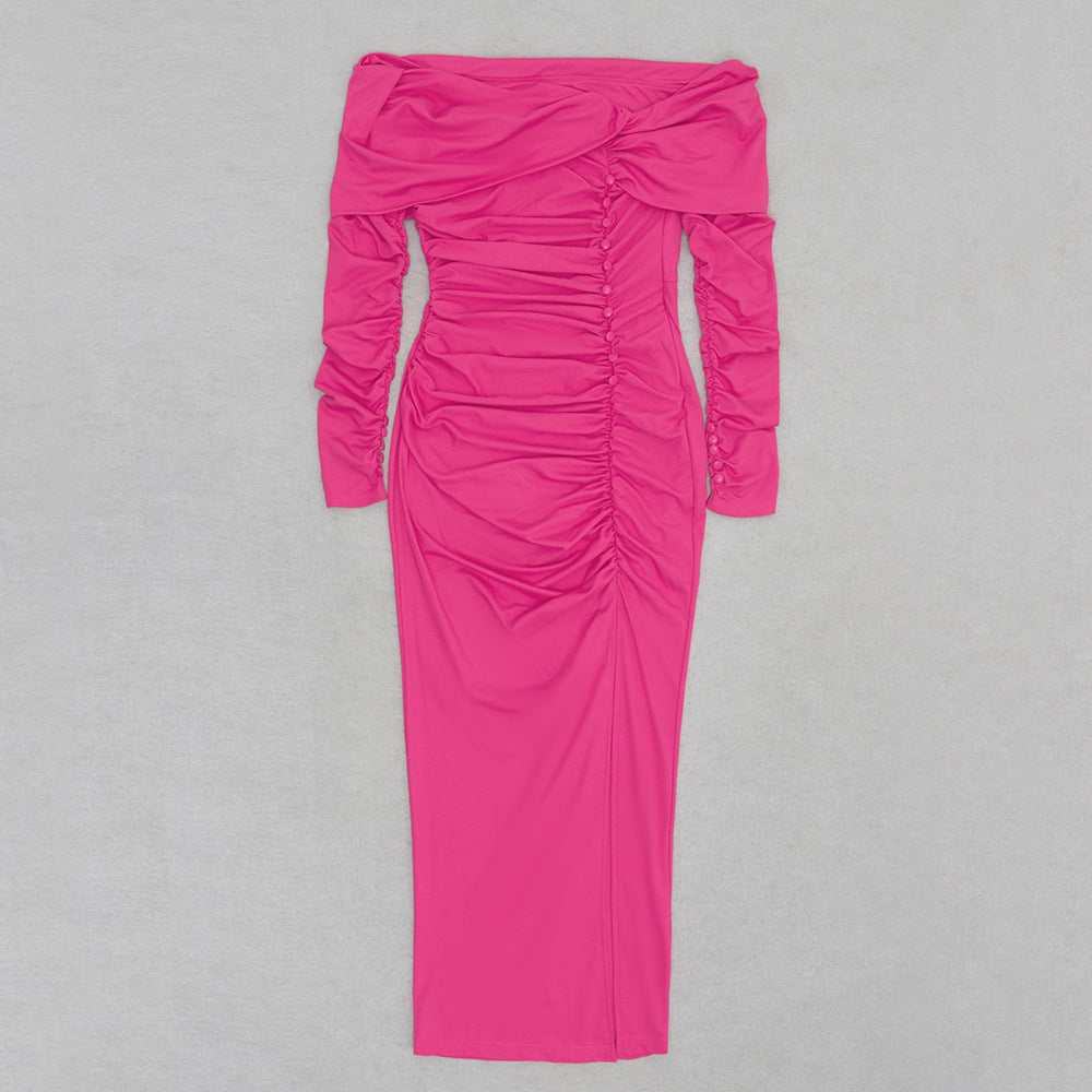 Slim And Wrinkled Long Gentle Style Dress - Enfance-Heureuse