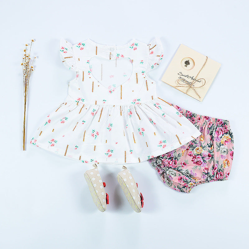 Robe Baby Love Lvkong pour femme, manches volantées, imprimé floral, en coton, vêtements pour enfants