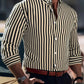 Ins Stripe Printed Long Sleeve Shirt Men Fashion Casual Lapel Button Top Clothing - Enfance-Heureuse
