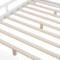 Wood Full Size Platform Bed With Built-in LED Light, Storage Headboard And Guardrail, White - Enfance-Heureuse