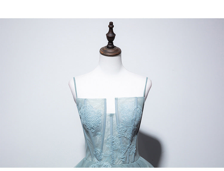 Grey Green Suspender Bra Evening Dress For Women - Enfance-Heureuse