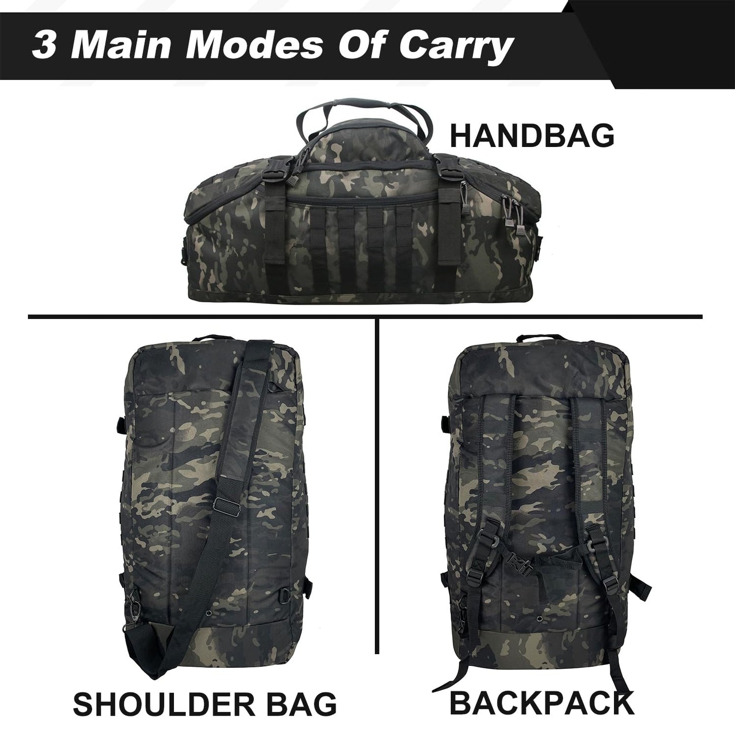 3 In 1 Military Backpack Travel Duffle Bag For Weekender Gym Traveling Workout Deployment - Enfance-Heureuse