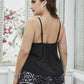 Plus Size Lace Trim Scoop Neck Cami and Printed Shorts Pajama Set - Enfance-Heureuse