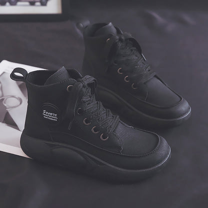 Vintage Martin Boots Women's Leather Ugly And Cute Big Toe Fashionable Mid-top Breathable Casual Shoes - Enfance-Heureuse