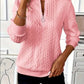 Texture Half Zip Long Sleeve Sweatshirt - Enfance-Heureuse