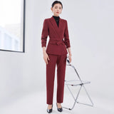 Long Sleeve Small Suit Collar Coat Women's Shirt Pants Suit - Enfance-Heureuse