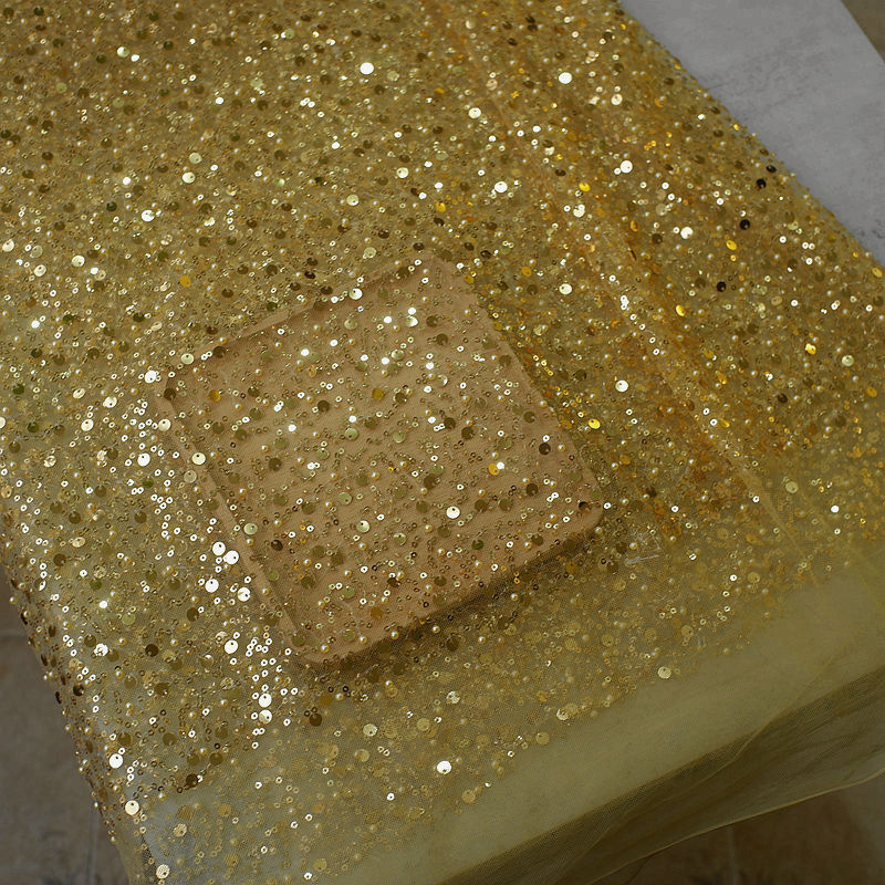 Sequined Pearl Embroidery Lace Asymmetric Single Sleeve Dress - Enfance-Heureuse