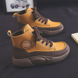 Vintage Martin Boots Women's Leather Ugly And Cute Big Toe Fashionable Mid-top Breathable Casual Shoes - Enfance-Heureuse