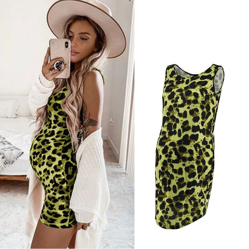 Leopard Dress Summer Sleeveless Pregnant Women - Enfance-Heureuse