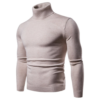 Winter Warm Basic Thermal Turtleneck Sweater Mens Solid Color Slim Fit Clothes Pullover Top - Enfance-Heureuse