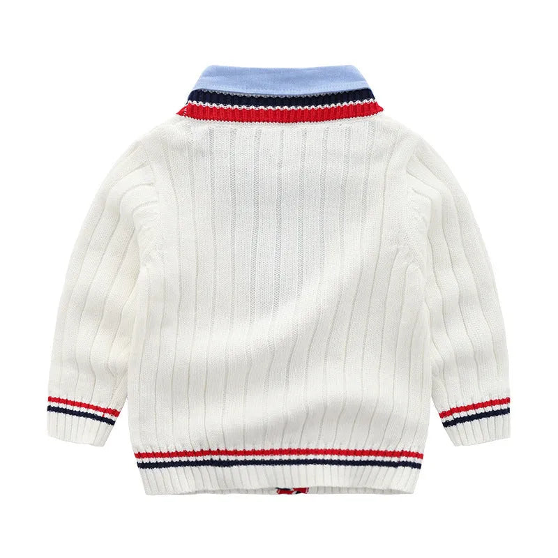 Pull faux deux pièces pour bébé garçon en tricot